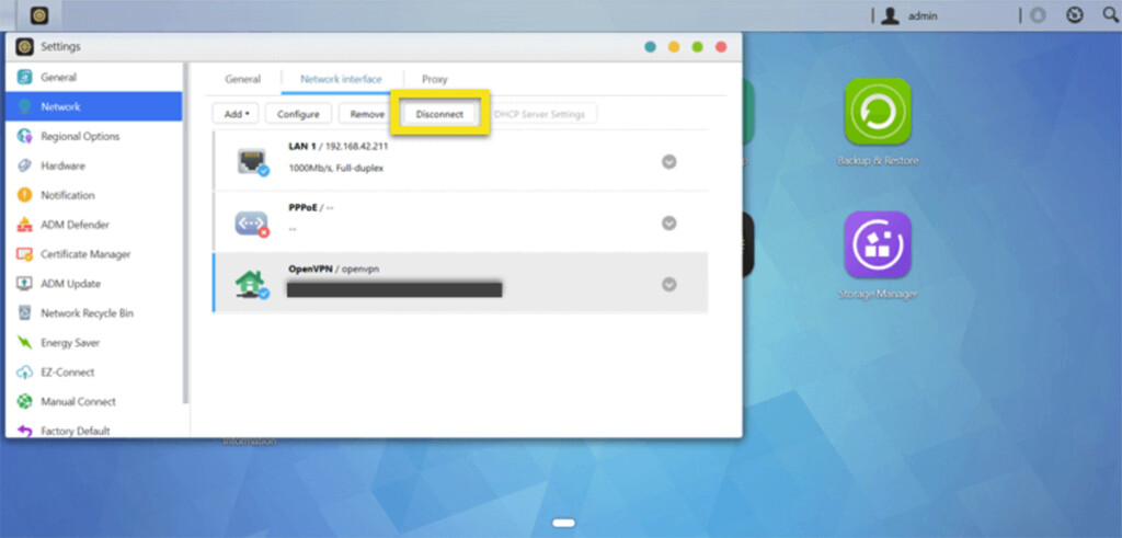 Disconnecting From VPN on ASUSTOR