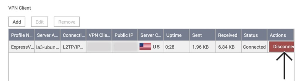 Disconnecting From VPN on QNAP