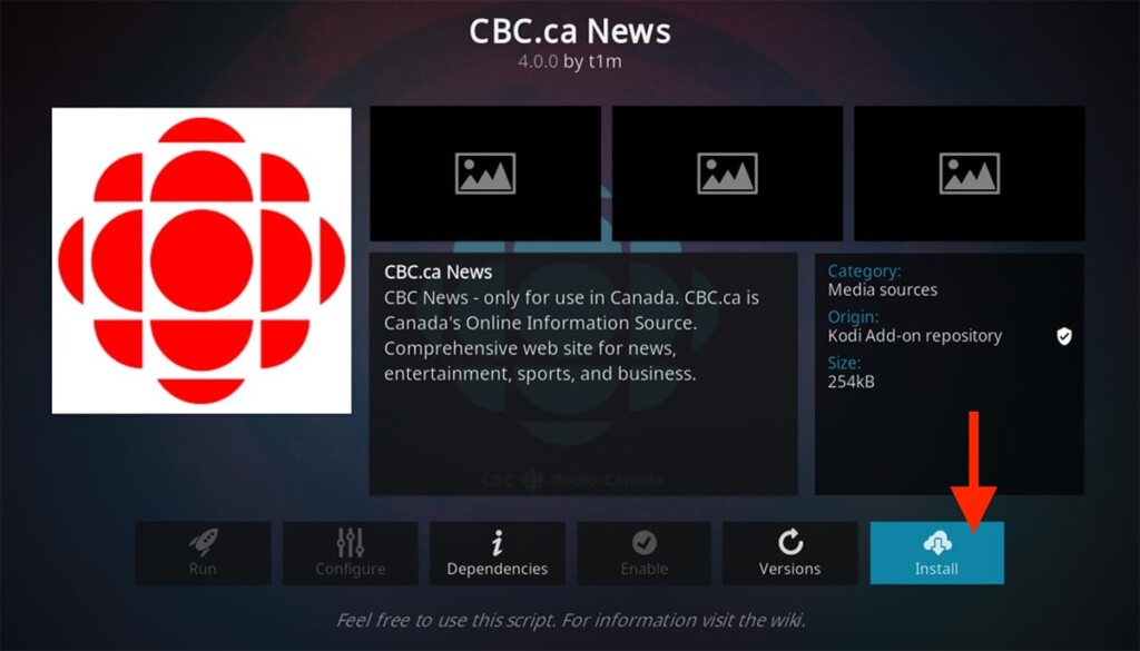 Downloading CBC Kodi Add-on