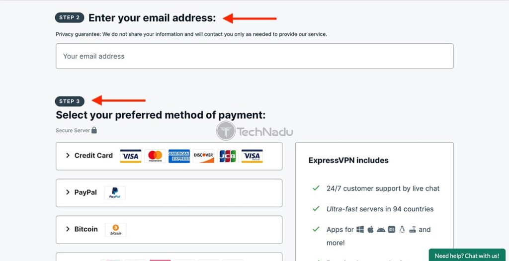 ExpressVPN Sign Up Form