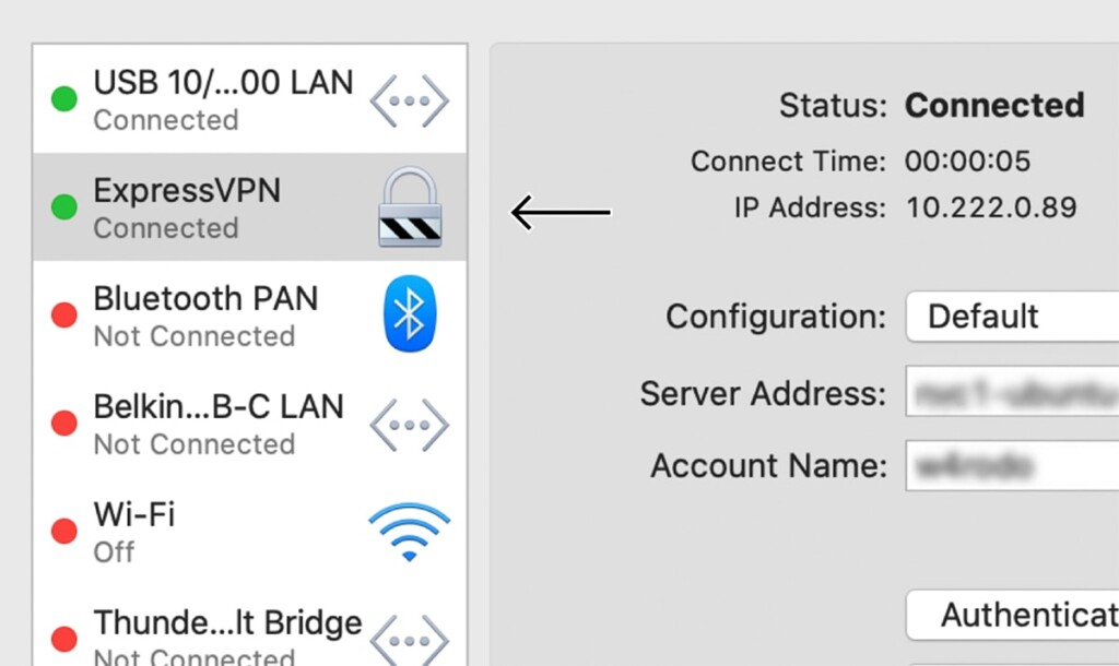 Green Status Indicating VPN Connection Success on macOS