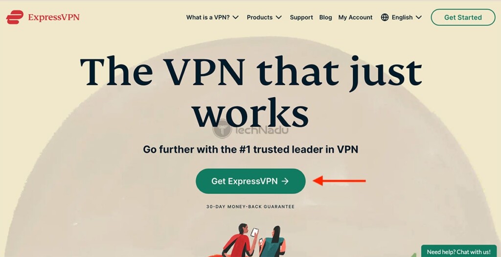 Initial Landing Page on ExpressVPN Website