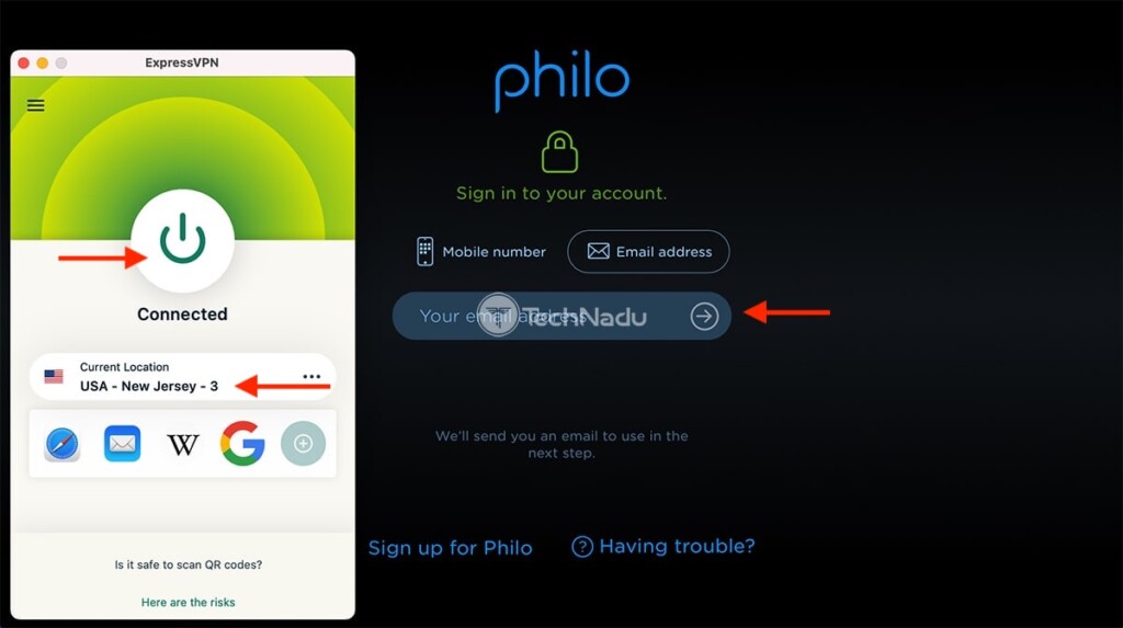 Logging In To Philo On the Web Using ExpressVPN