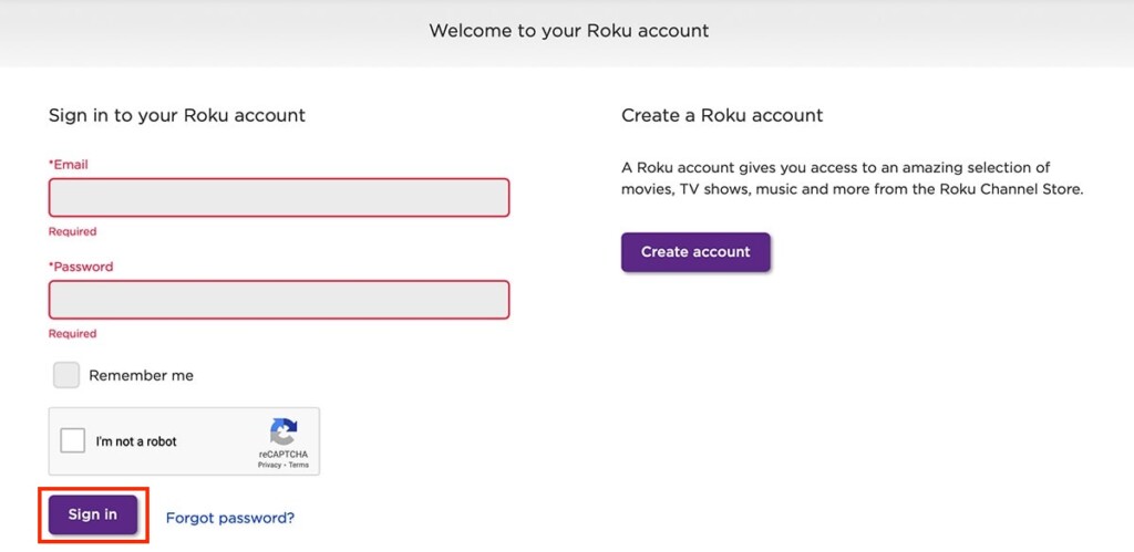 Logging In to Roku Account