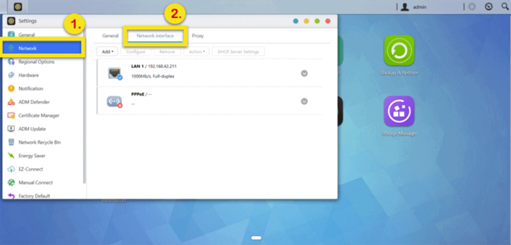 Network Interface Group of Settings on ASUSTOR NAS