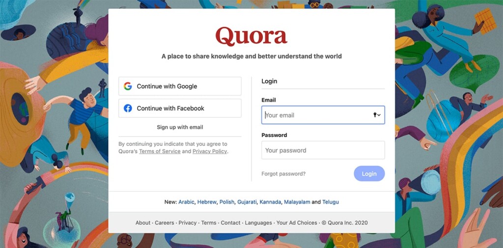 Quora Sign Up Page