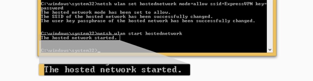 Shared Network Initialized via Command Prompt Sucessfully