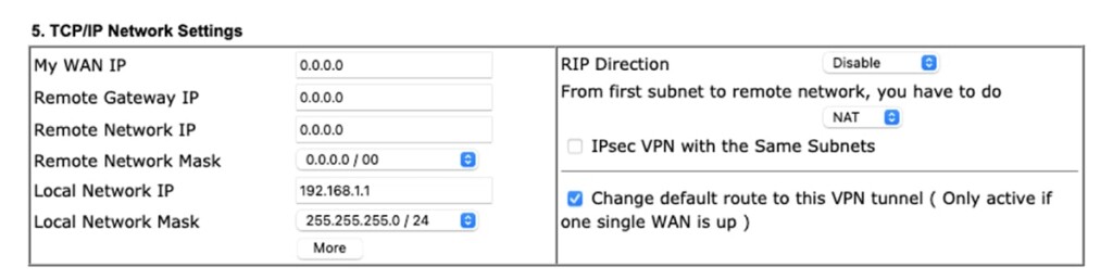 TCP IP Settings on DrayTek Router