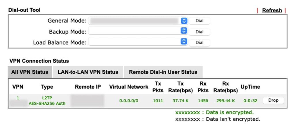 VPN Connection Status on DrayTek Router