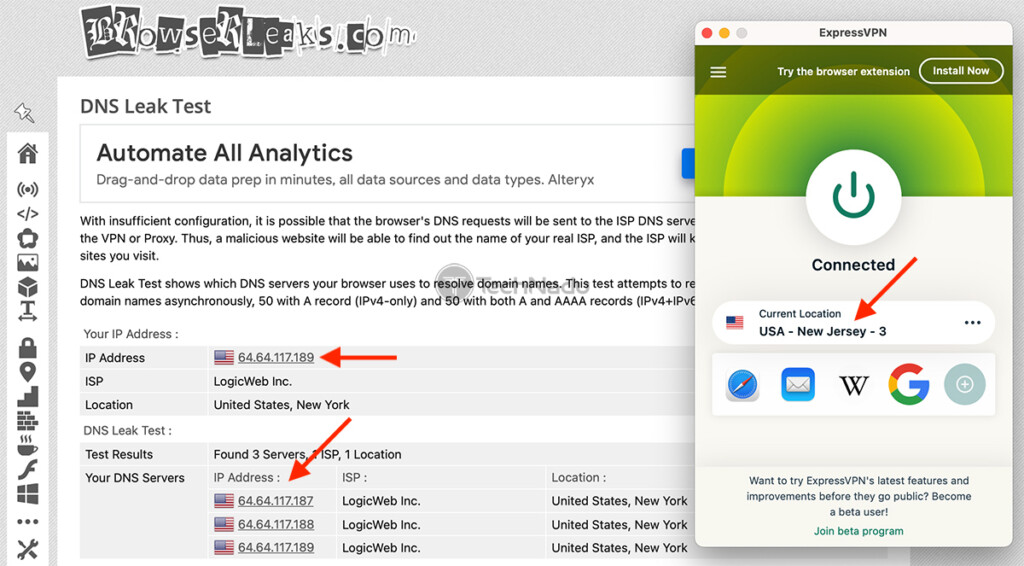 Checking for DNS Leaks in a VPN Tunnel