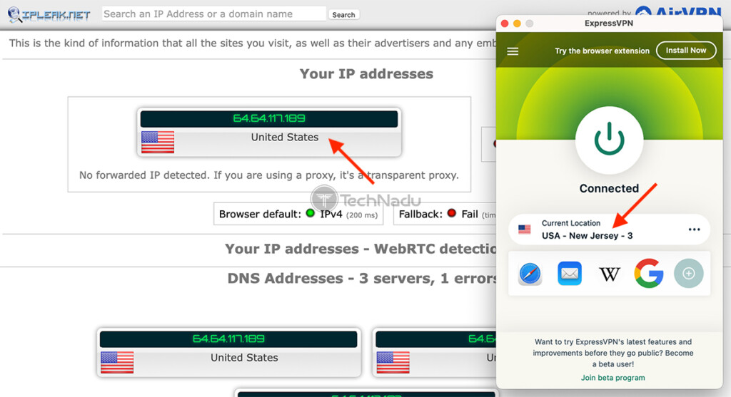 Checking for IP Leaks in a VPN Tunnel