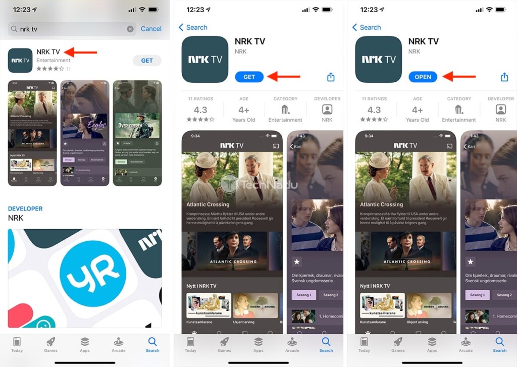 Downloading NRK TV App on iPhone