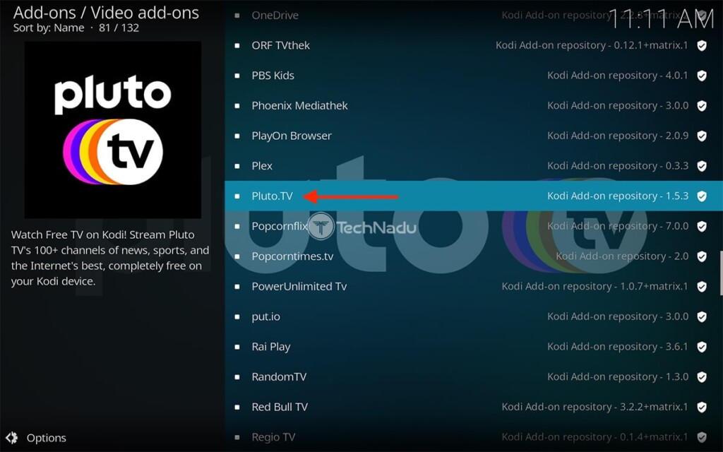 Downloading Pluto TV on Kodi