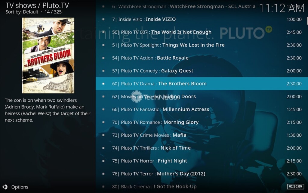 Home Screen of Pluto TV