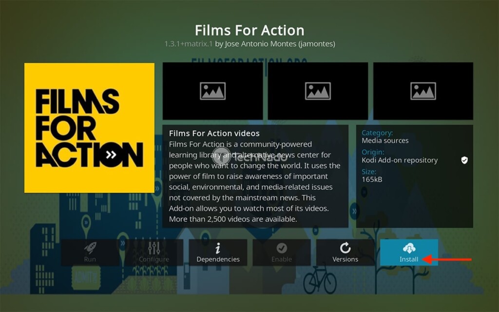 Installing Films for Action on Kodi