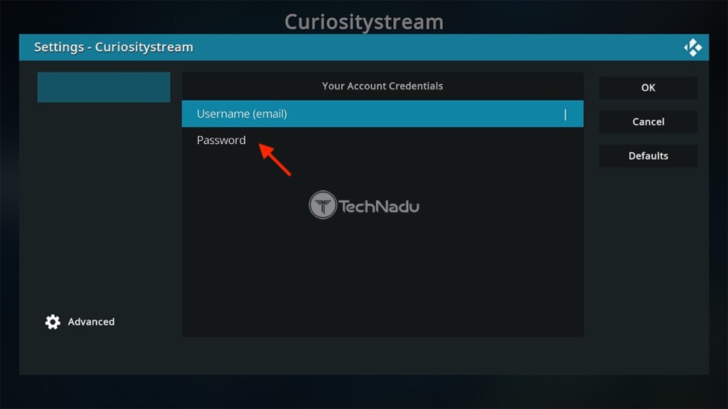 Logging in to CuriosityStream on Kodi