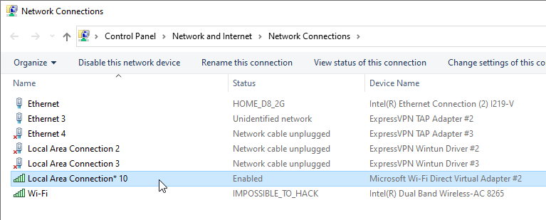 how to identify mobile hotspot on Windows 10