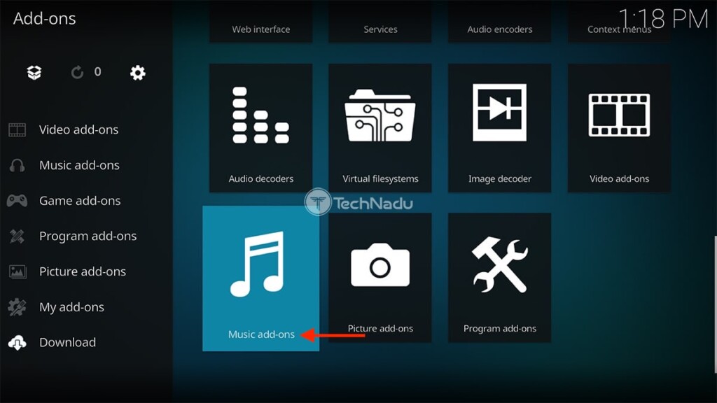 Music Addons Section for Kodi