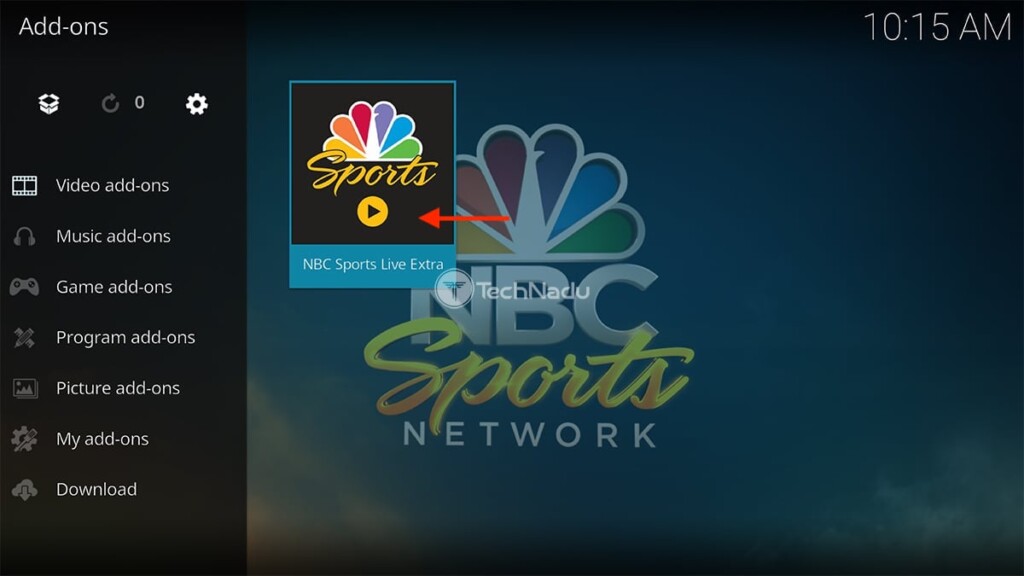 NBC Sports Live Extra Icon in Kodi Interface