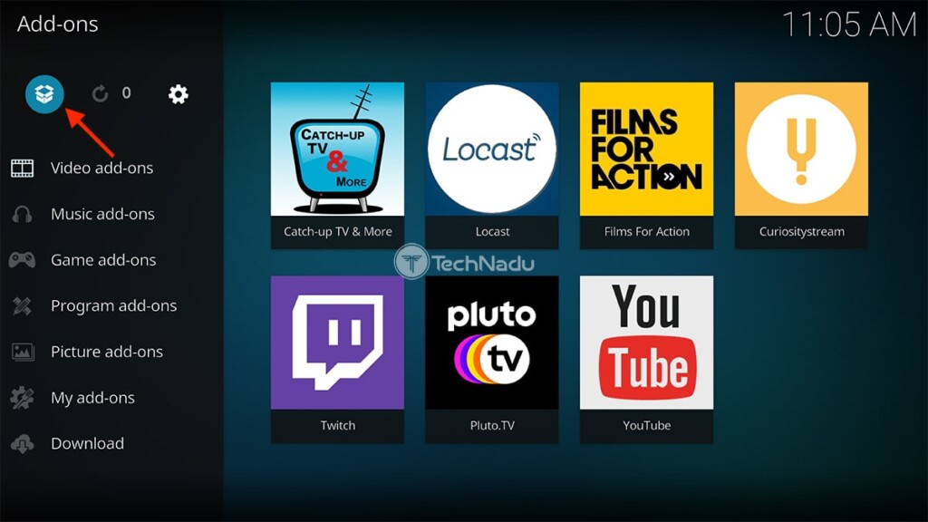 Open Box Icon Kodi Interface