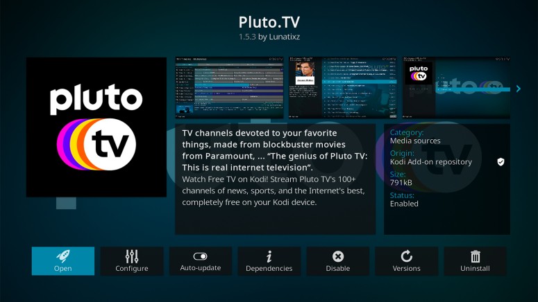 Pluto TV Kodi Addon Overview