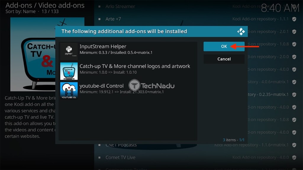 Required Dependencies for Catch Up TV and More Kodi Addon
