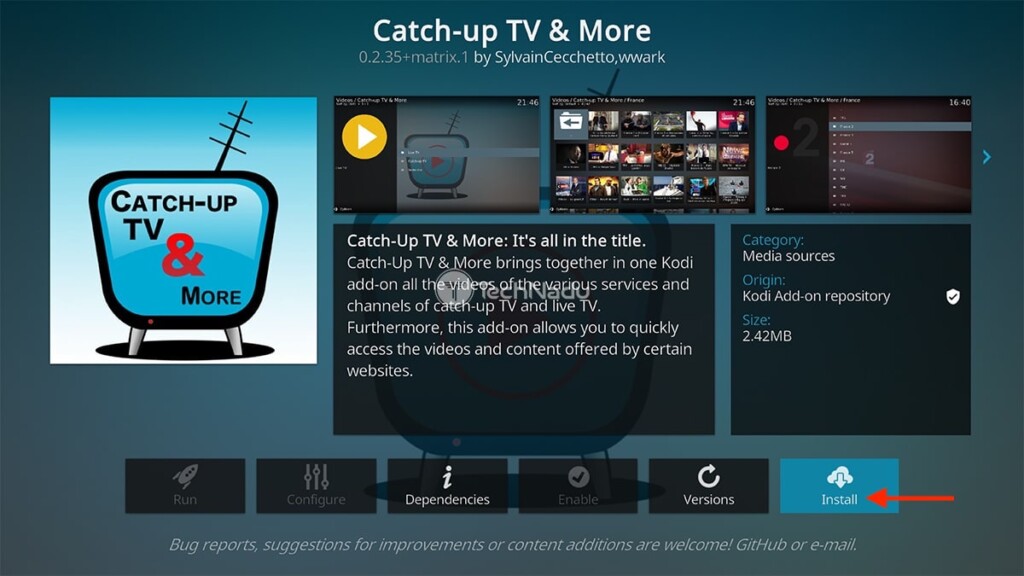 Step to Install Catch Up TV and More Kodi