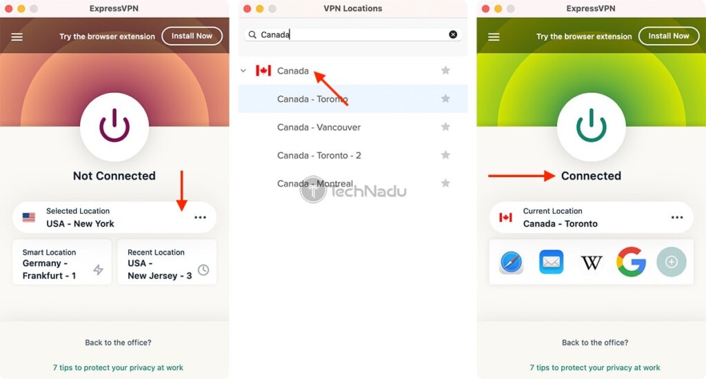Steps to Connect to Canadian Server in ExpressVPN