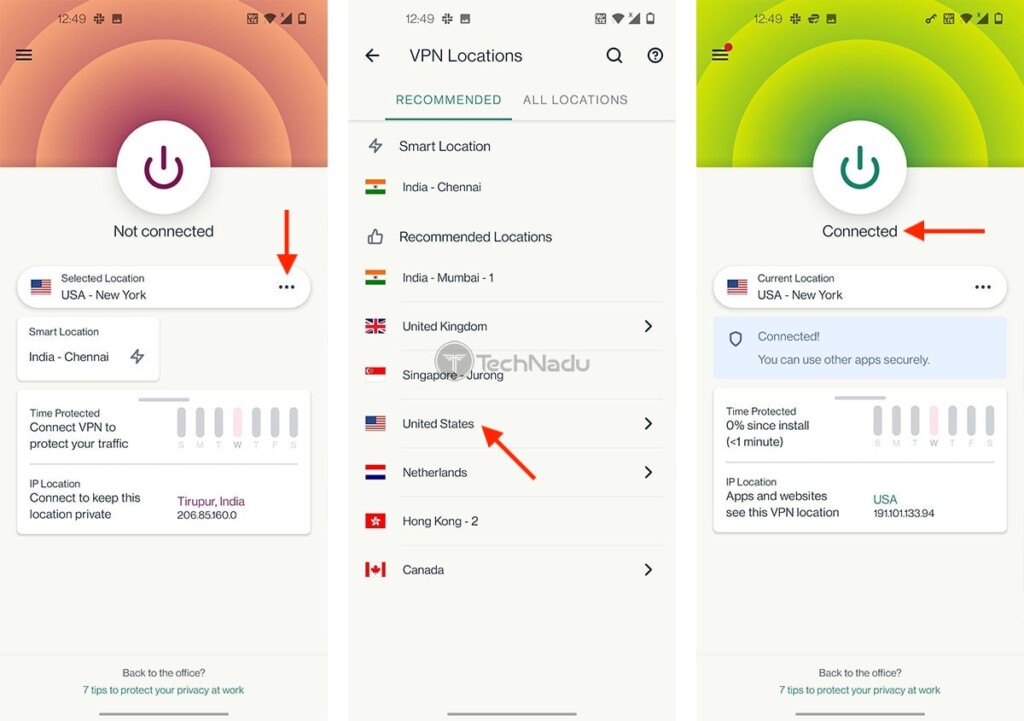 Steps to Connect to US Server via ExpressVPN on Android