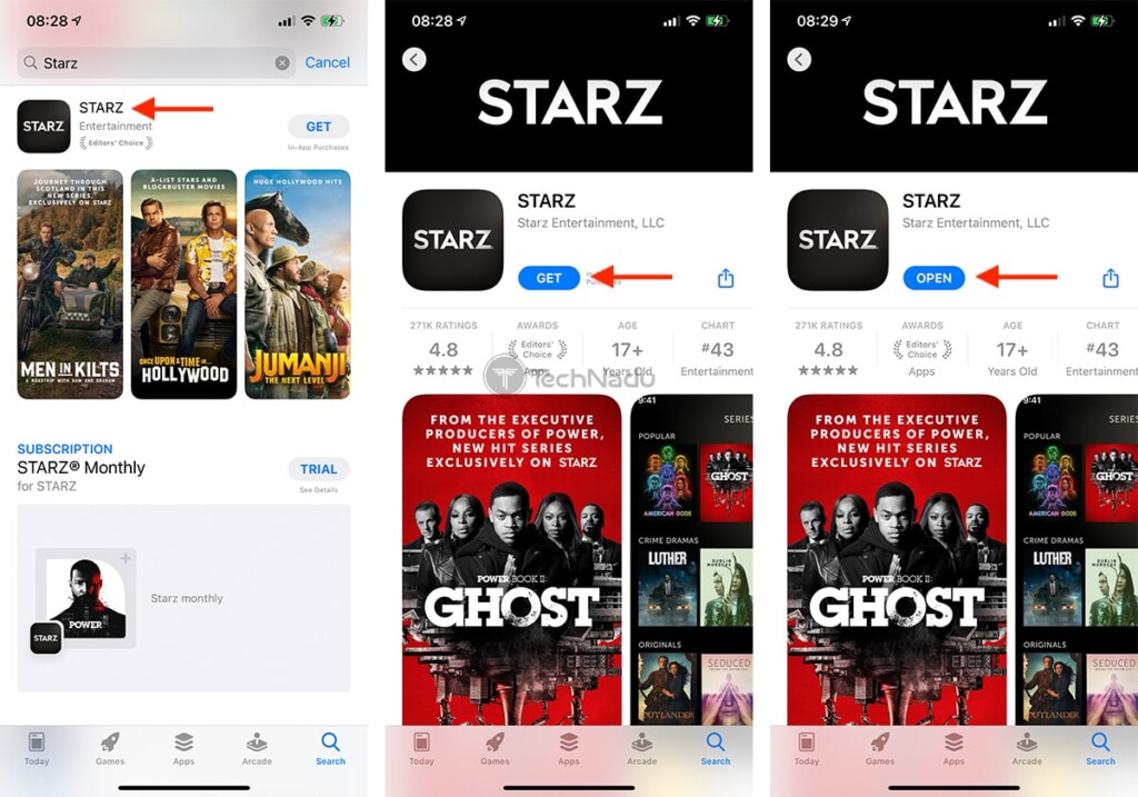 Steps to Download Starz on iPhone