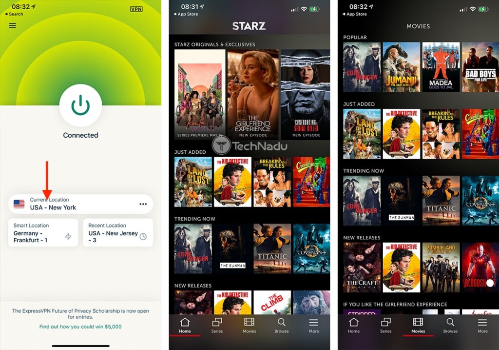 Steps to Watch Starz Outside the US via ExpressVPN on iPhone