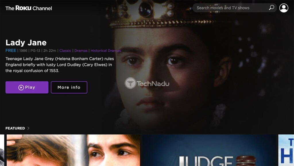 The Roku Channel Online Interface