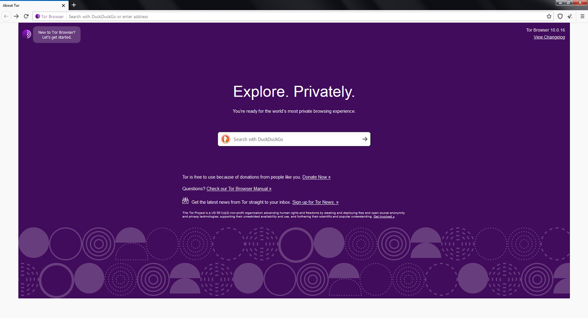 tor browser home screen
