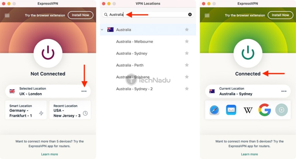 Using ExpressVPN to Connect to Australian Server