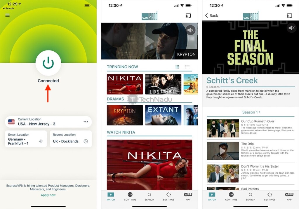 Watching CW Seed Outside the US on iPhone via ExpressVPN
