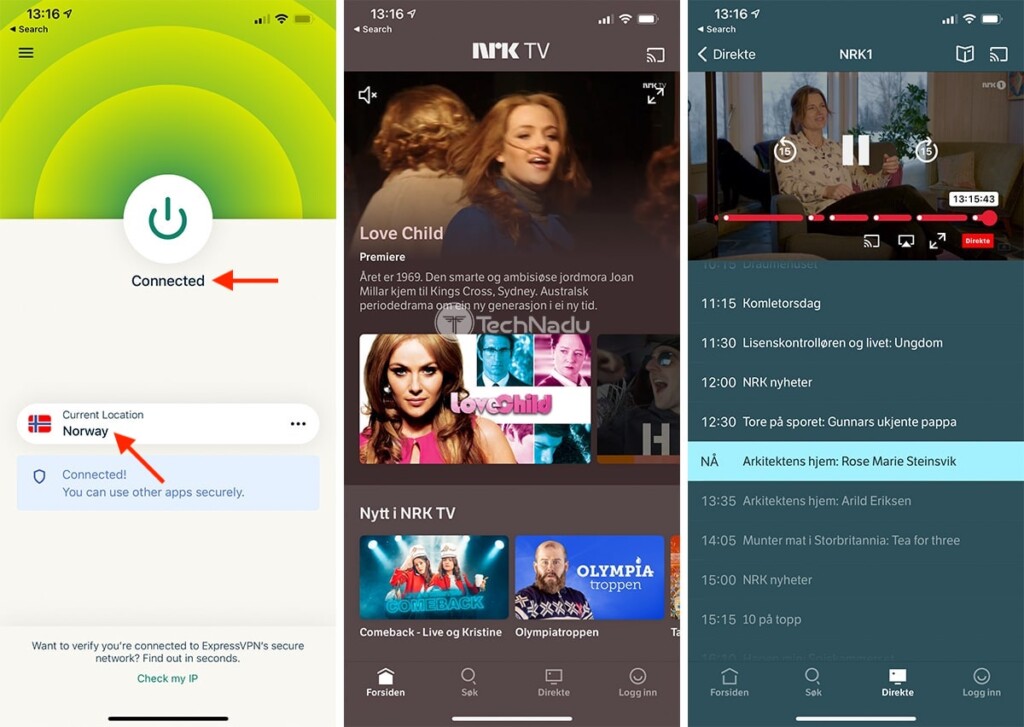 Watching NRK TV Outside Norway on iPhone via ExpressVPN