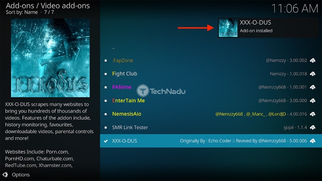 XXX-O-DUS Installed on Kodi