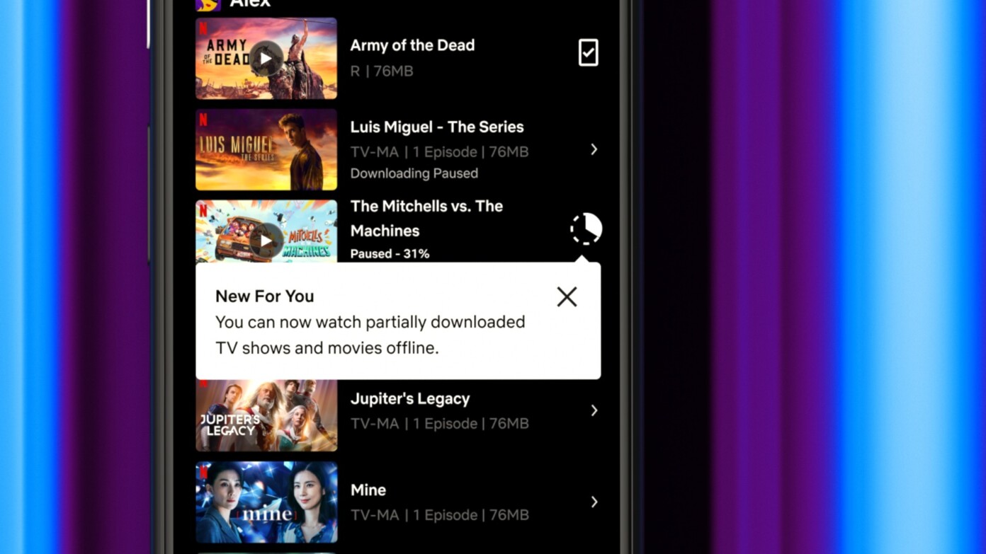 Netflix Subscribers Can Now Watch Partially Downloaded Content on