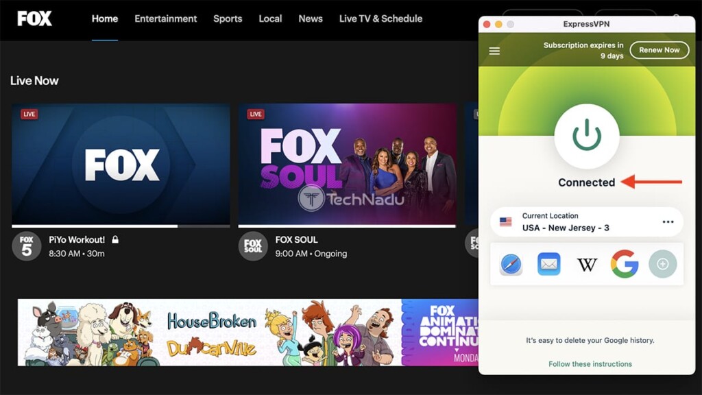 Accessing FOX TV Outside the US Using ExpressVPN