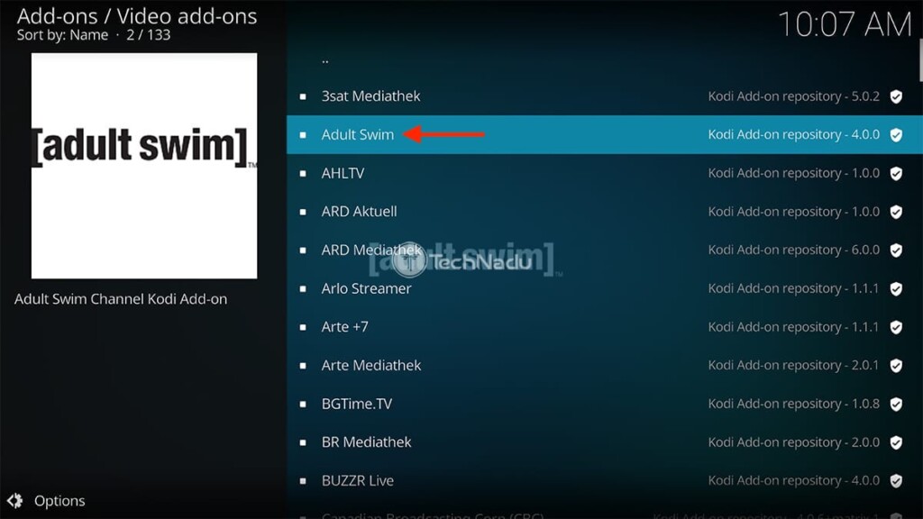 Adult Swim Listing in Kodi Official Repository
