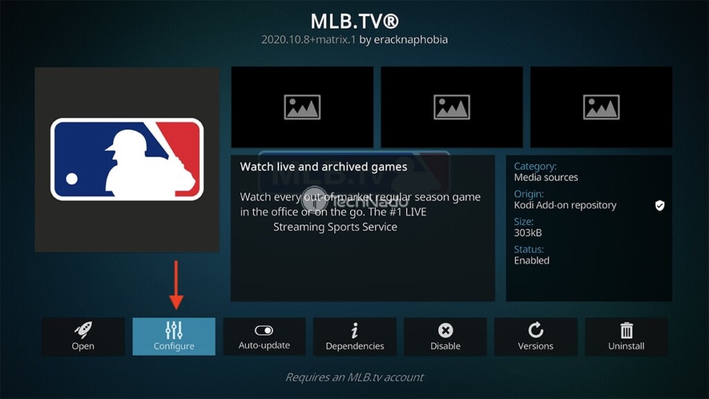 Configuring MLB TV on Kodi