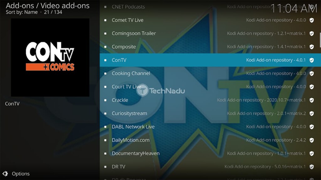 Finding ConTV in Kodi Official Repository