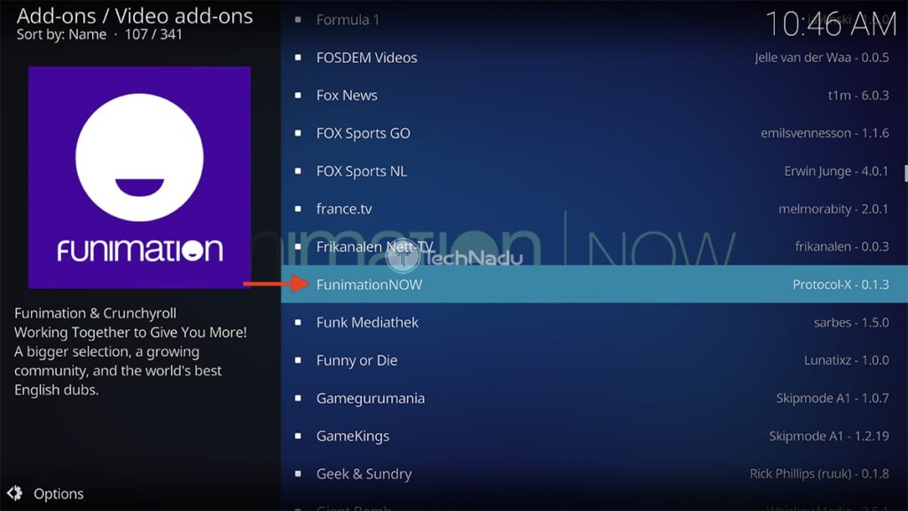Finding Funimation Now in Kodis Official Repository