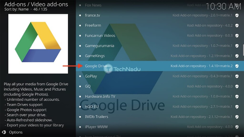 Finding Google Drive in Kodi Official Repository