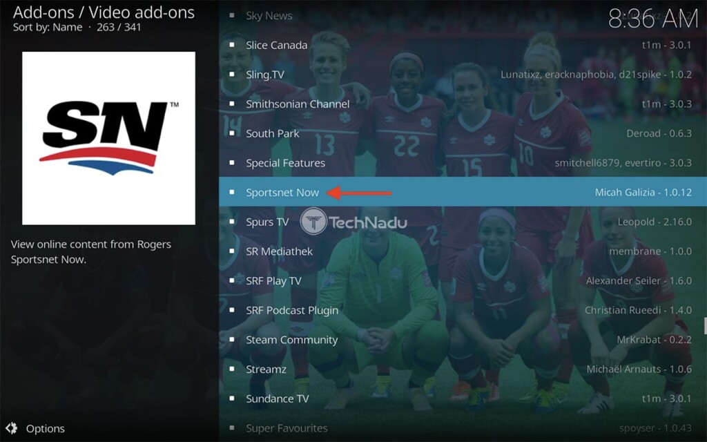 Finding Sportsnet Now in Kodis Official Repository