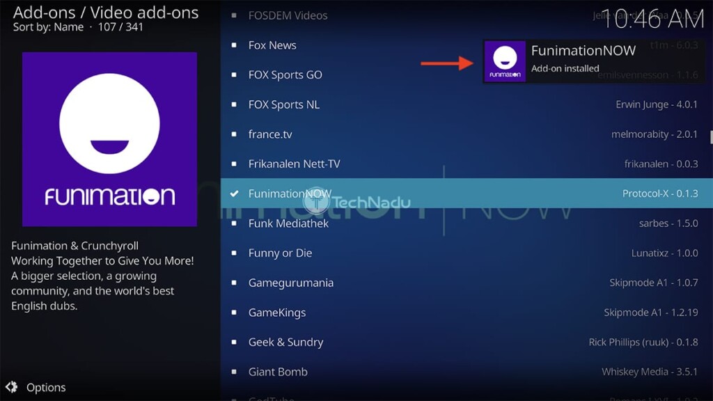 Funimation Now Installed on Kodi