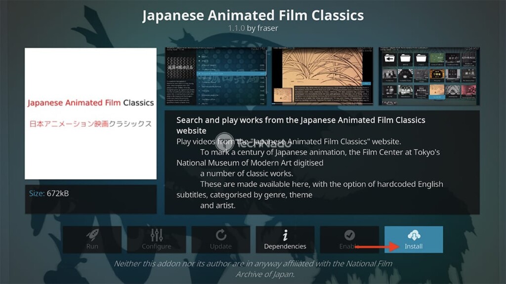 Installing Japanese Film Classics on Kodi