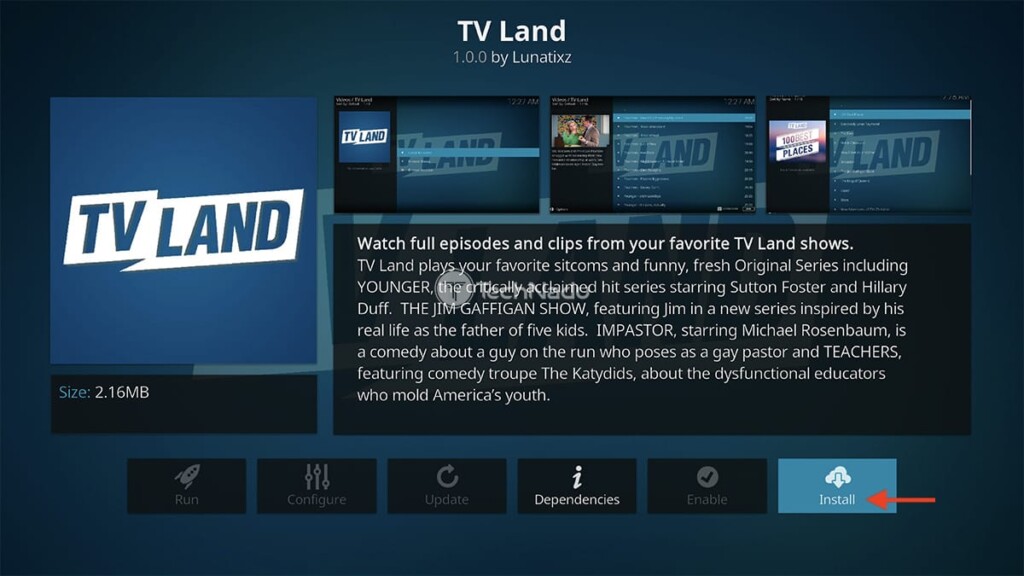 Last Step to Install TV Land on Kodi