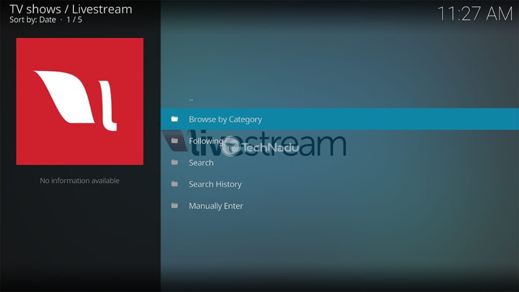 Livestream for Kodi Home Screen