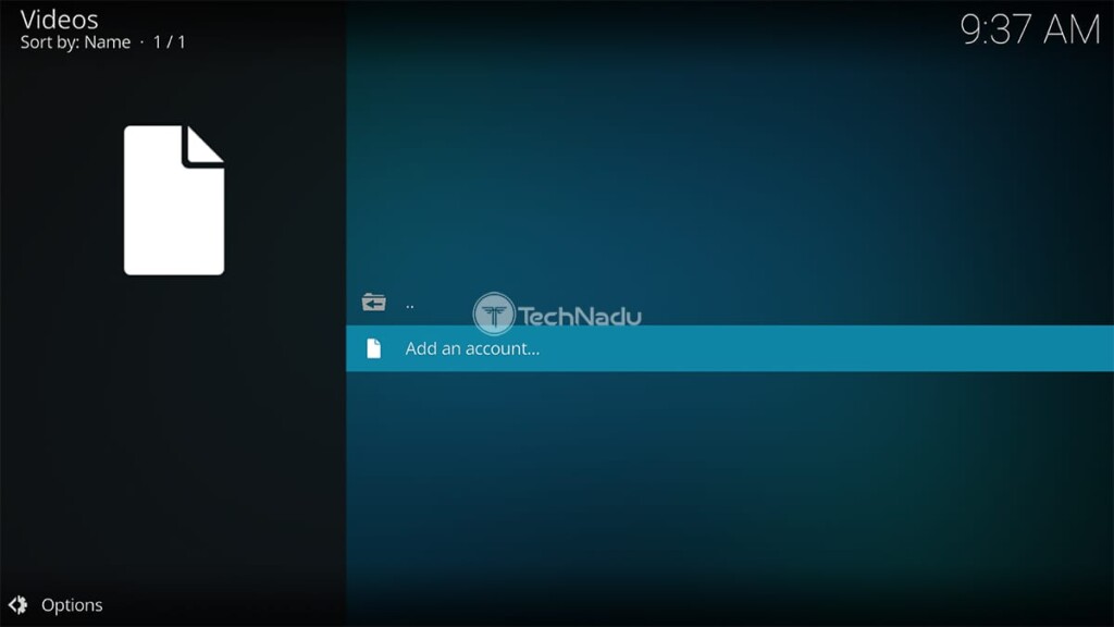 OneDrive Kodi Addon Home Screen and Initial Setup Guide